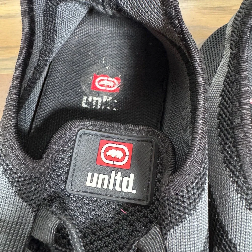 Ecko Unltd Sneakers Mens Size 10 Black Grey Knit Athletic Low Top Rhino Shoes